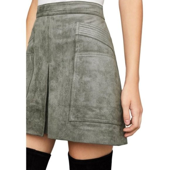 NWT BCBGMAXAZRIA Faux Suede Utility Mini Skirt - Picture 5 of 7